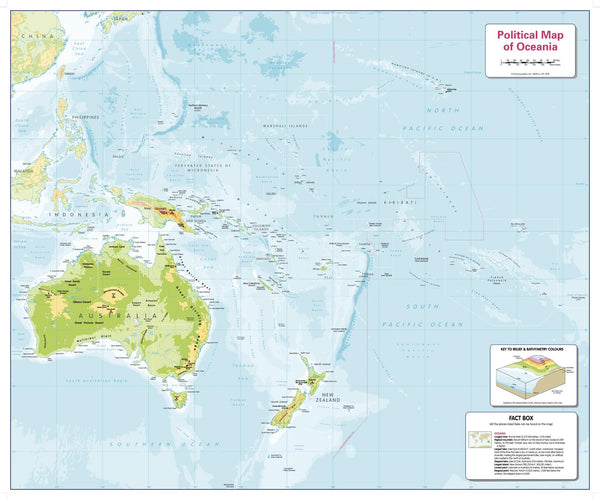 Children's Physical Map of Oceania 805 x 668mm