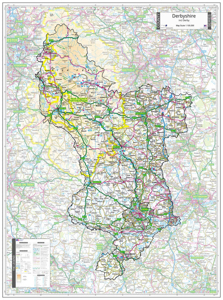 County Map of Derbyshire  820 x 1100mm