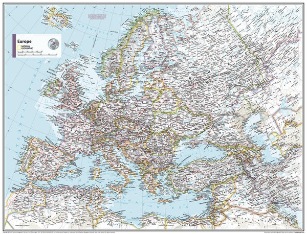 Europe Political Atlas of the World, 11th Edition, National Geographic Wall Map