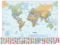 Classic World Wall Map with Flags 1184 x 905mm