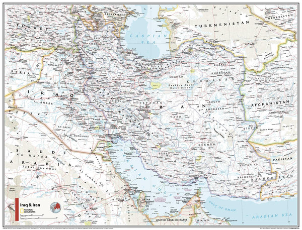 Iran & Iraq Atlas of the World, 11th Edition, National Geographic Wall Map