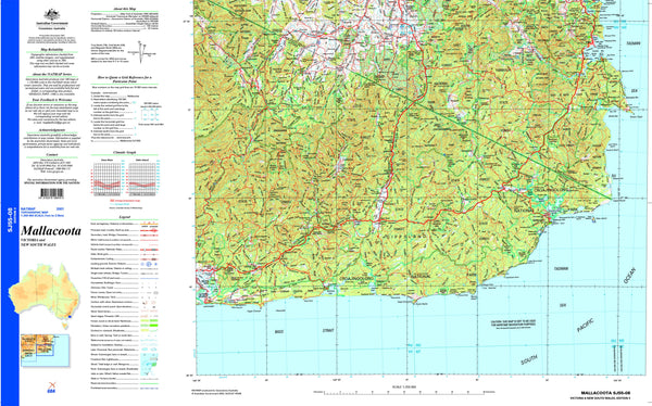 Mallacoota SJ55-08 Topographic Map 1:250k