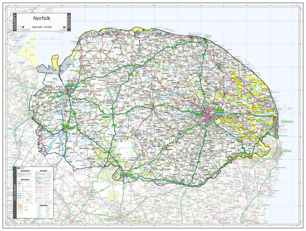 County Map of Norfolk 1060 x 800mm