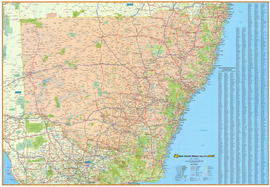 Buy New South Wales UBD Laminated Wall Map - Mapworld