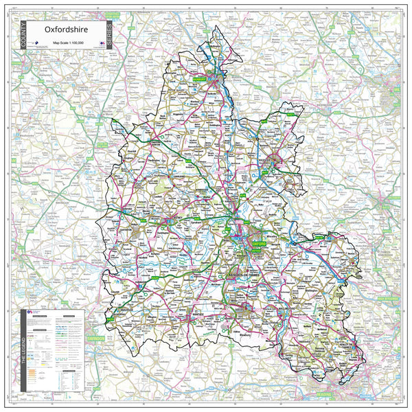 County Map of Oxfordshire 900 x 900mm