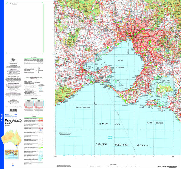 Port Phillip Special SJ55-09 Topographic Map 1:250k