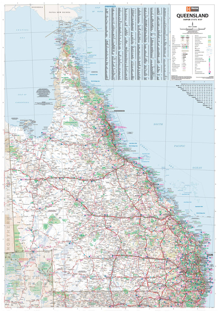 Queensland Hema Supermap Laminated, Buy large map of QLD - Mapworld