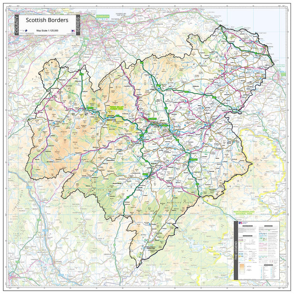 County Map of Scottish Borders 900 x 900mm