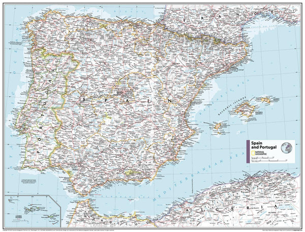 Spain Portugal Atlas of the World, 11th Edition, National Geographic Wall Map