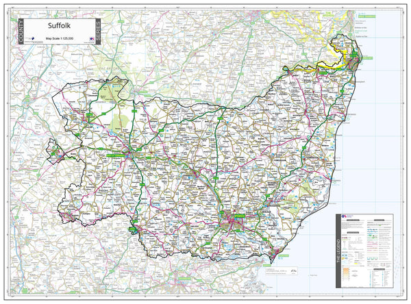 County Map of Suffolk 1000 x 740mm