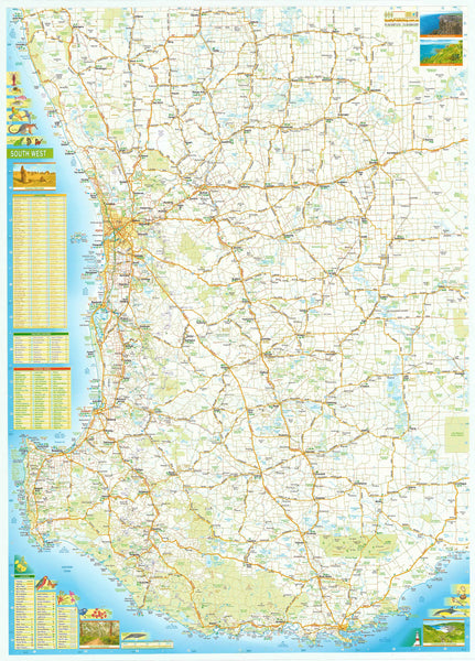 South West Western Australia Laminated Wall Map QPA