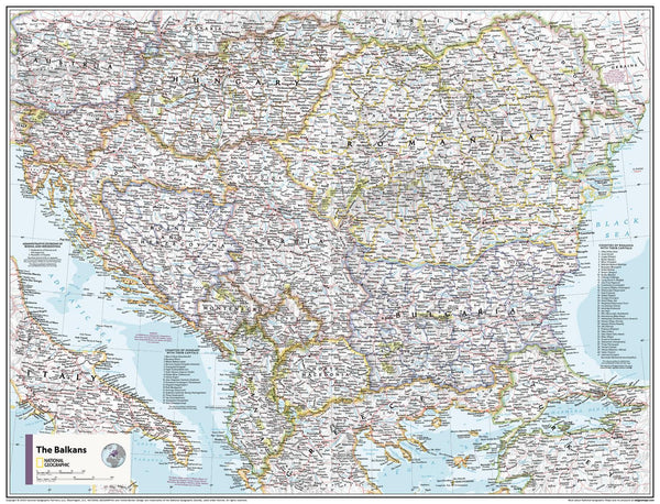 The Balkans Atlas of the World, 11th Edition, National Geographic Wall Map