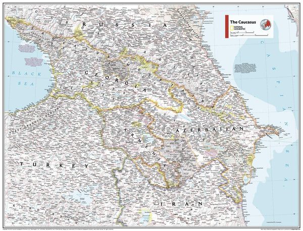 Caucasus Atlas of the World, 11th Edition, National Geographic Wall Map