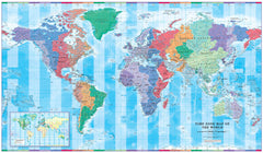 World Time Zone Large Wall Map 1365 x 797mm