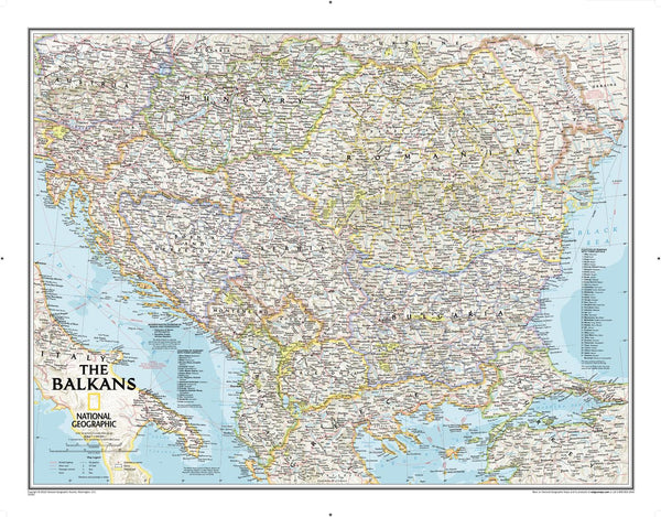 The Balkans National Geographic 768 x 597mm Wall Map