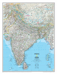 India National Geographic 768 x 597mm Wall Map