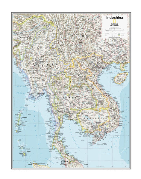 Indochina National Geographic 711 x 559mm Wall Map