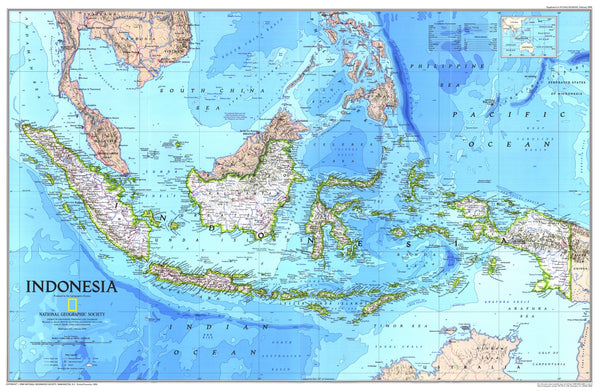 Indonesia NGS 789 x 513mm Wall Map