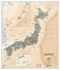 Japan Executive Antique Style National Geographic 635 x 740mm Wall Map