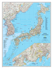 Japan and Korea Wall Map National Geographic 600 x 775mm Wall Map