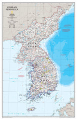 Korean Peninsula National Geographic 909 x 588mm Wall Map