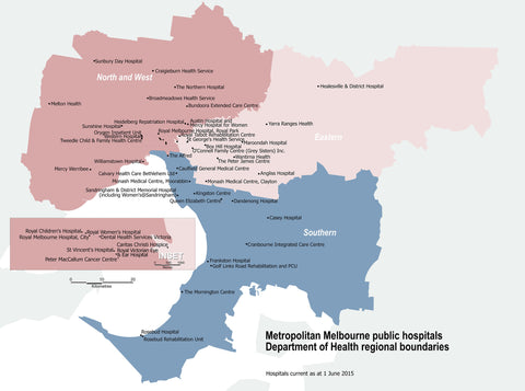 Map Of Melbourne Public Hospitals - Mapworld