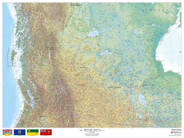 Western Canada Wall Map 1219 x 914mm