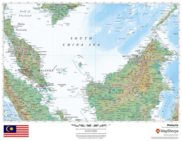 Malaysia Wall Map 559 x 432mm