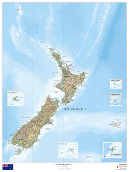 New Zealand Wall Map 914 x 1219mm