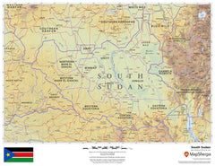 South Sudan Wall Map 559 x 432mm