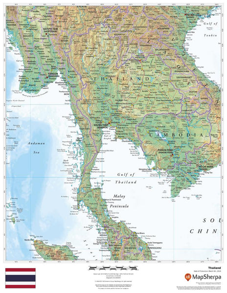 Thailand Wall Map 432 x 559mm