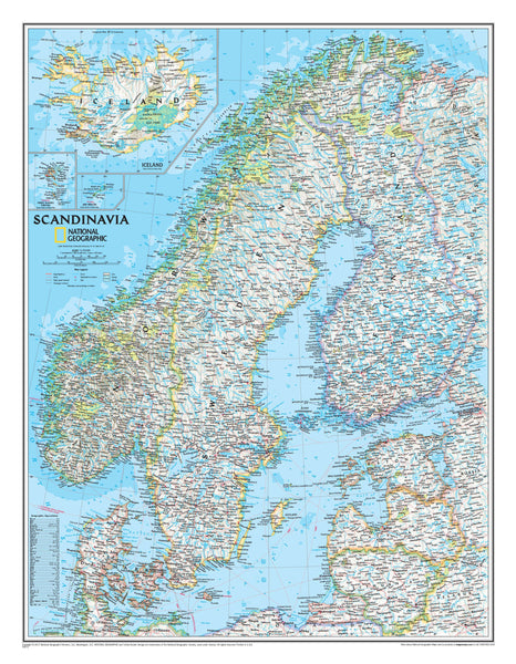 Scandinavia National Geographic 768 x 597mm Wall Map