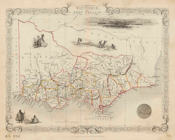 Victoria Wall Map by John Tallis